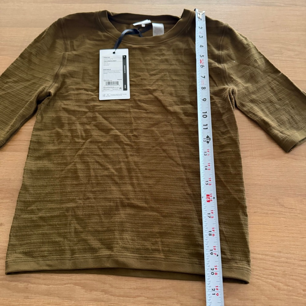 Calia Focus Seamless‎ Crop Tee Dark Khaki Olive Green Womens Medium NWT - Picture 7 of 8